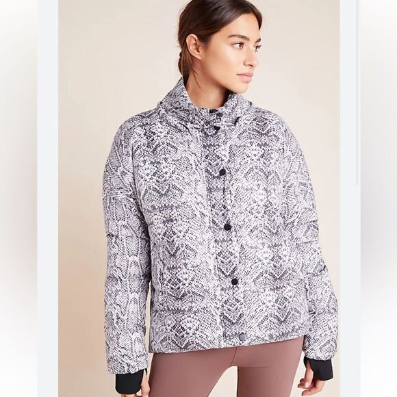 Varley X Anthropologie Highland Snake Print Puffer Jacket - Picture 1 of 8